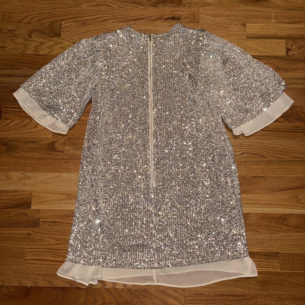 Endless Rose Sequin Shift Dress Flutter Sleeve Size XS NWT $100 Silver - Picture 3 of 10